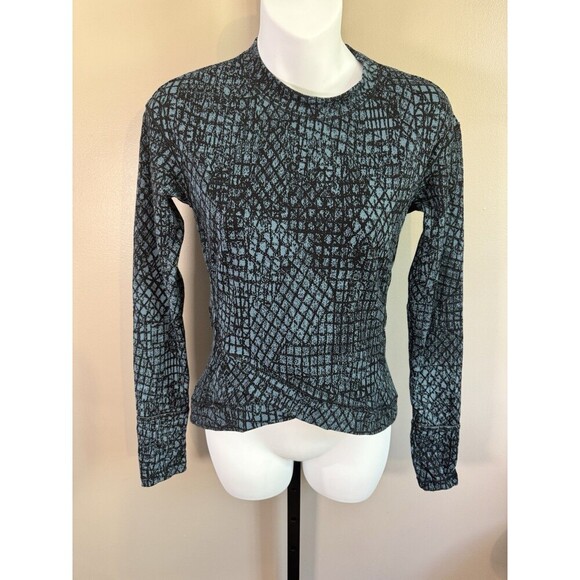 Lululemon Close To Crossing Long Sleeve Sz XsTectonic Jacquard Shipmate BlkWomen - Picture 1 of 7